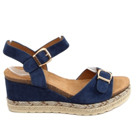 YL93 Tmavě modré espadrilky na klíncích námořnická modř