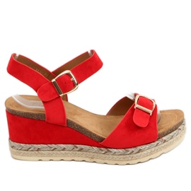 Červená YL93 Červené espadrilky na klíncích červený