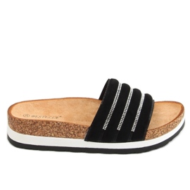 Černé korkové pantofle LS018 Black černý