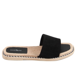 Černé dámské semišové černé pantofle 1096 Black černá Černé dámské semišové černé pantofle 1096 Black černá