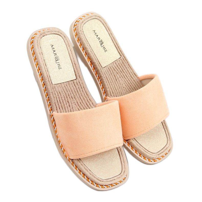 Dámské semišové meruňkové pantofle 1096 Orange vícebarevný