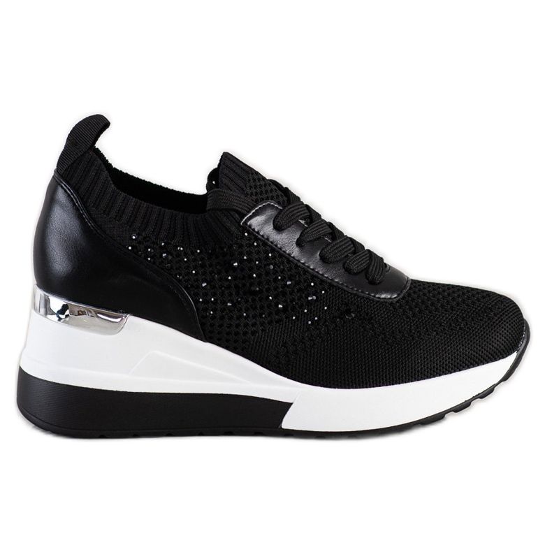 SHELOVET Klínové tenisky s krystaly černá