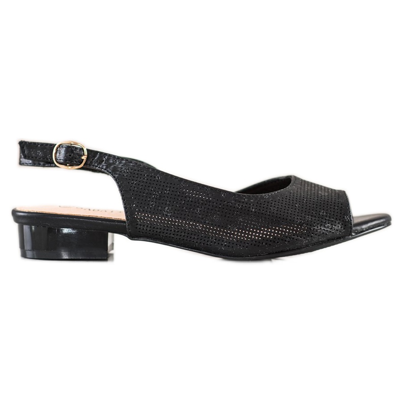 Sabatina Prolamované sandály na nízkých podpatcích černá