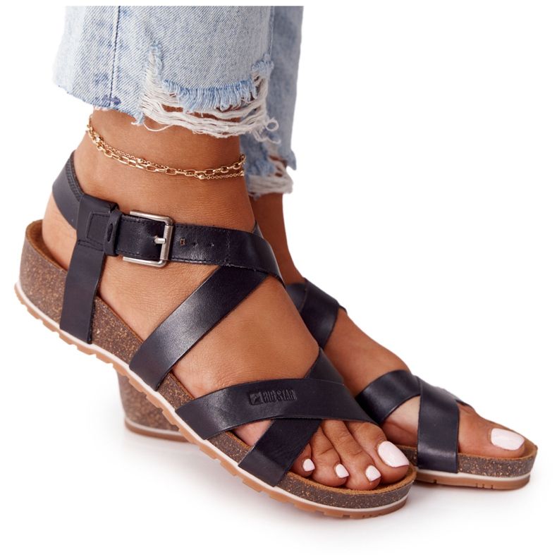 Černé sandály na korkové podrážce Big Star DD274A009 černá