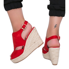Červené espadrilky na klínku Pretty Woman červený