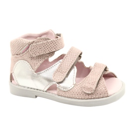 Mazurek Dívčí kožené sandály Vysoký preventivní 291 Pink-Silver růžový