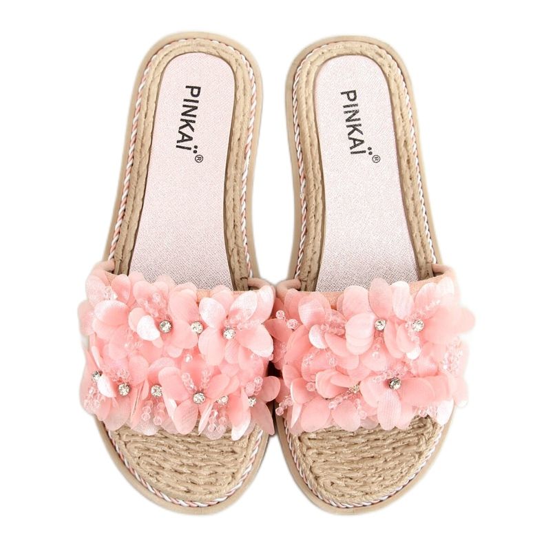 Pantofle s růžovými květy LS003 Pink