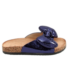 Pantofle Mickey s mašlí N-79 Blue námořnická modř