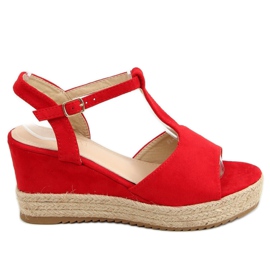 Červené espadrilky na klínech, červené WX-08 Červené červený