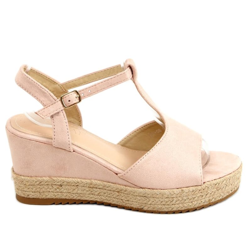 Růžové espadrilky na klíncích růžové WX-08 růžové růžový