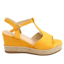 Espadrilky na klíncích medové WX-08 žluté žluť