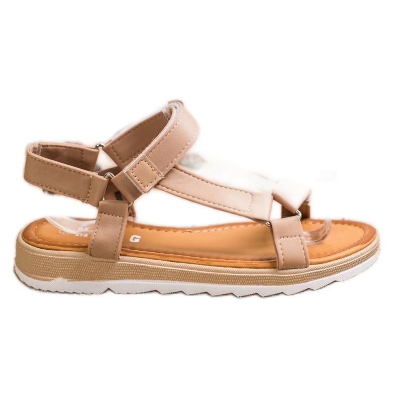 SHELOVET Módní sandály se suchým zipem béžový