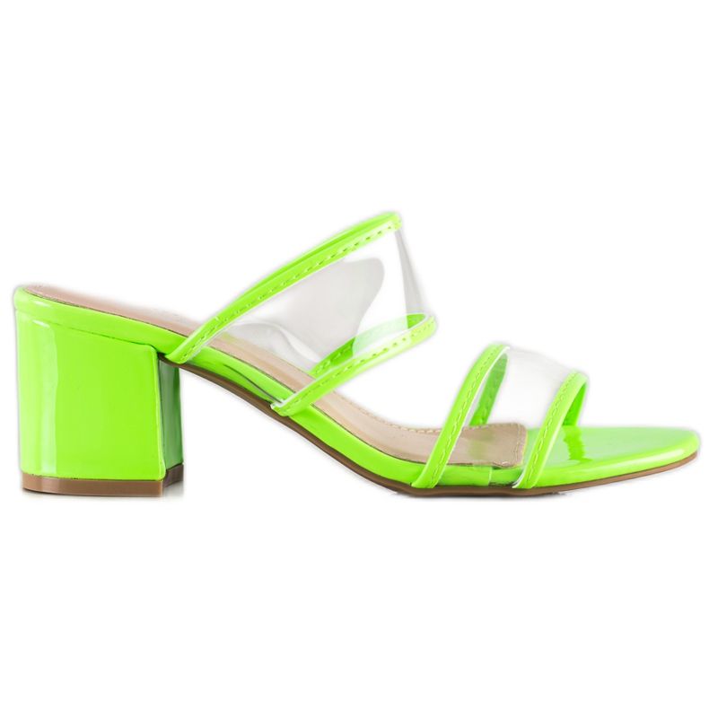 Small Swan Pantofle s průhlednými proužky zelená Small Swan Pantofle s průhlednými proužky zelená