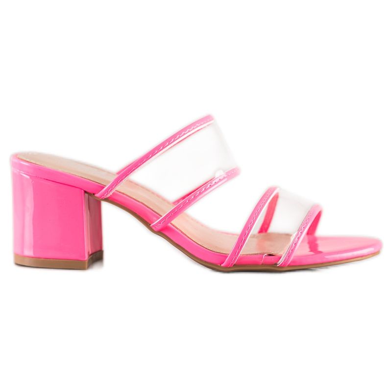 Small Swan Pantofle s průhlednými proužky růžový