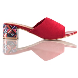 Sabatina Vzorované pantofle na podpatku červené