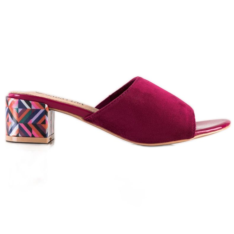 Sabatina Vzorované pantofle na podpatku růžový