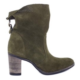 Olivier Prolamované kožené boty Sophia zelené khaki zelený