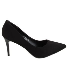 Černé vysoké podpatky na pohodlném podpatku LL-88p Black černý