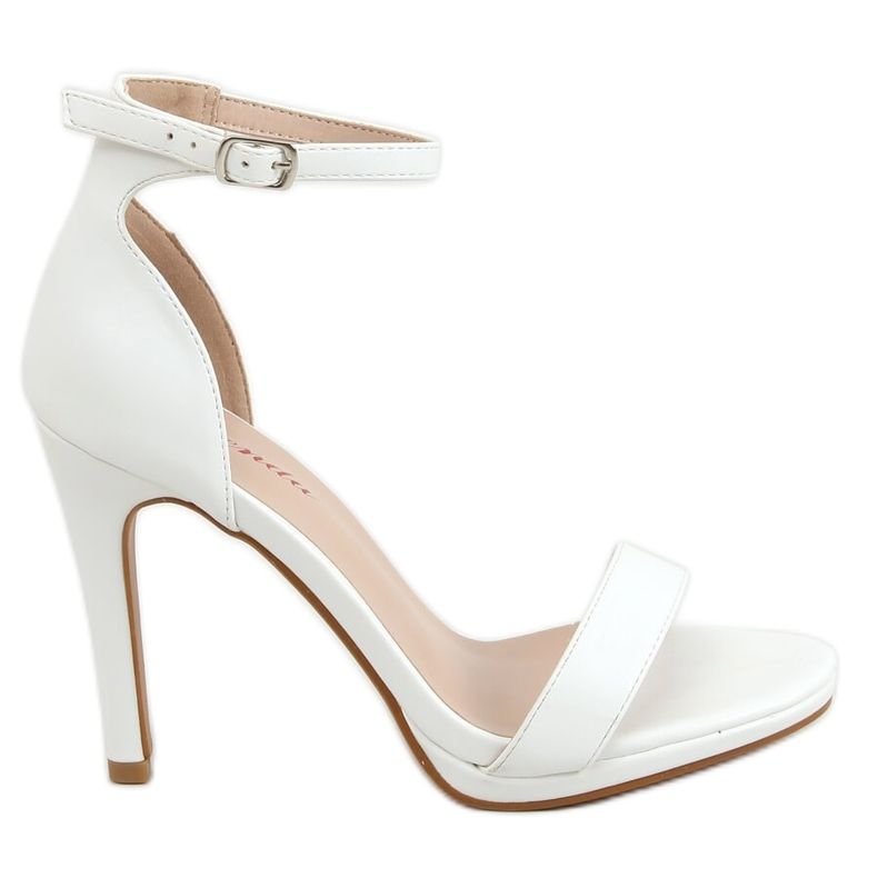Bílé sandály na vysokém podpatku S-835 White bílý