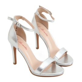Stříbrné sandály na vysokém podpatku S-835 Silver stříbro