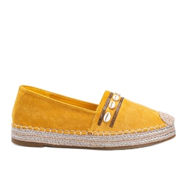Hořčičné espadrilky s mušlemi Side Side žluť