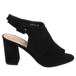 Sandály na širokém podpatku černé 2D6L221-89 černé černý