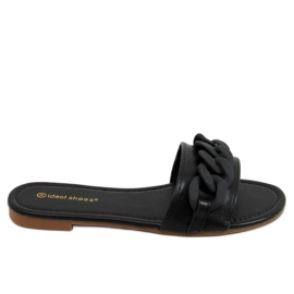 Černé pantofle s řetízkem 7857 černé černá