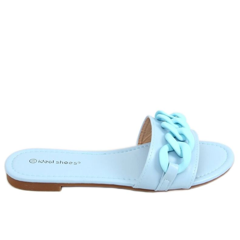 Modré pantofle s řetízkem 7857 Blue modrý