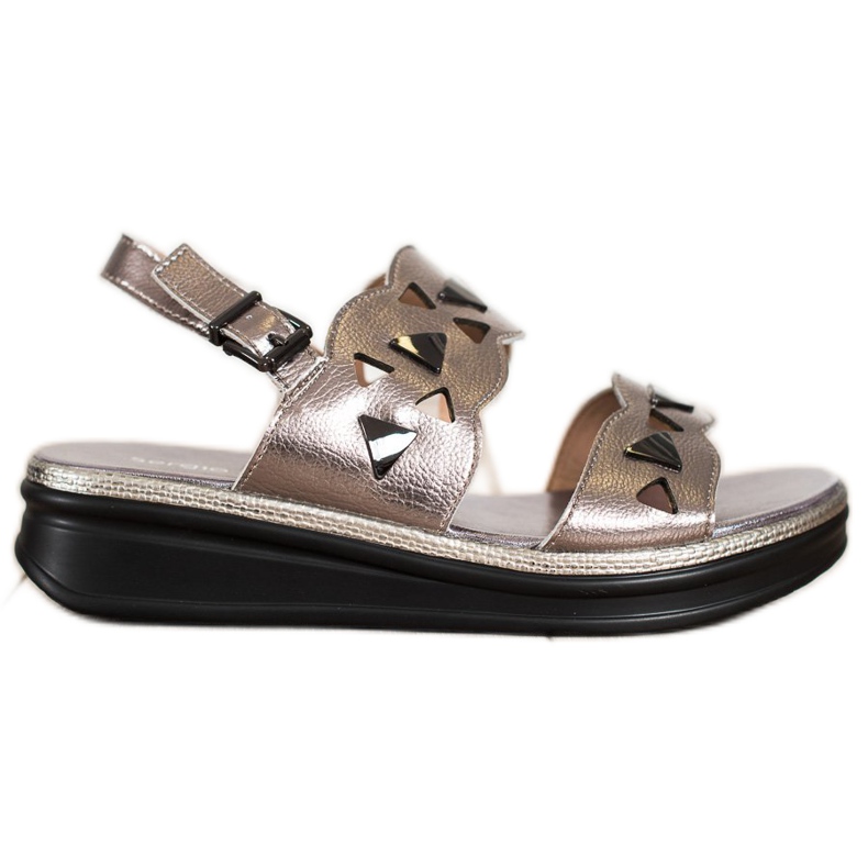 Stříbrné sandály na platformě Sergio Leone stříbrný