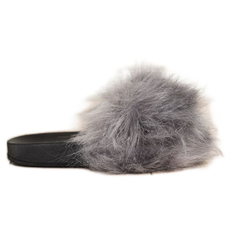SHELOVET Stylové pantofle s kožešinou šedá