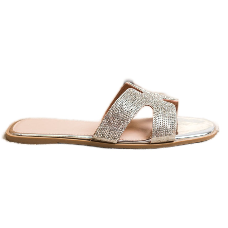 SHELOVET Stylové pantofle s kubickým zirkonem stříbrný