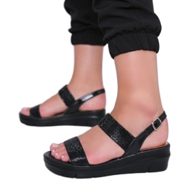 Klínové sandály Sweet Sweet Rasp černá