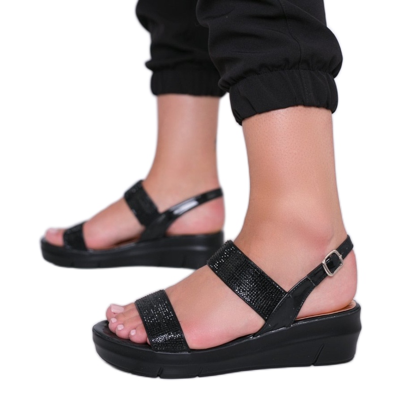 Klínové sandály Sweet Sweet Rasp černá