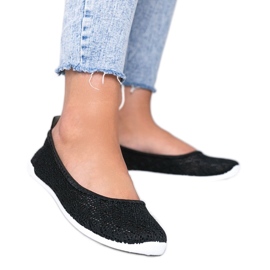 Černé látkové balerínky s prolamovaným vzorem Rylee černá