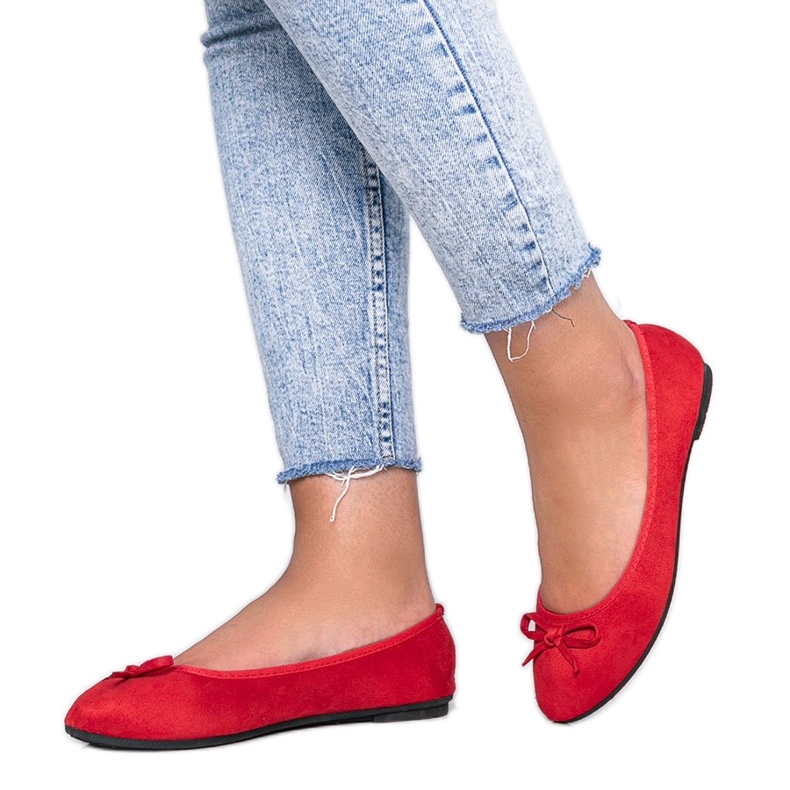 Červené balerínky s mašlí Angelina