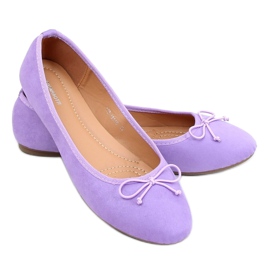 Dámské purpurové semišové balerínky 1JB-19116 Purple fialová