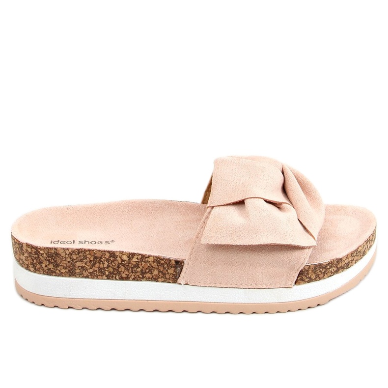 Růžové 8228 Růžové pantofle na vysoké podrážce růžový