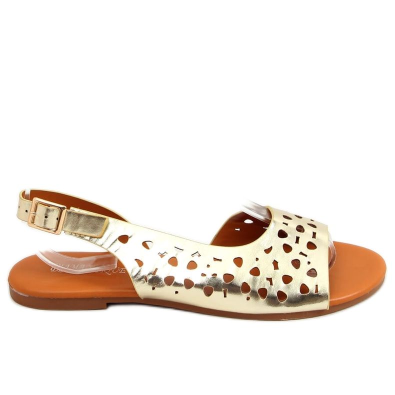 Prolamované asymetrické zlaté sandály HY23-13 Gold zlatý