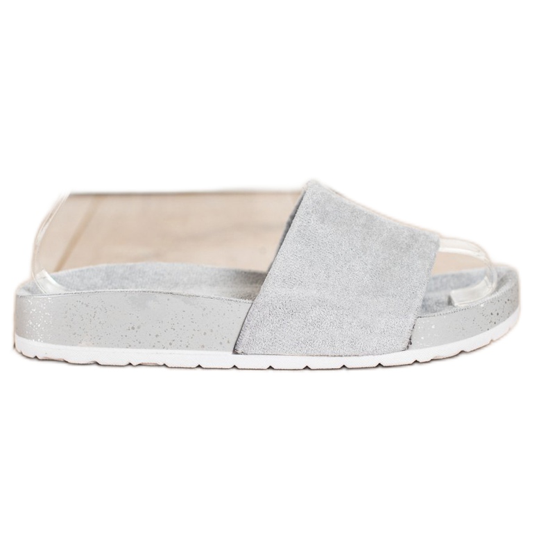 SHELOVET Módní semišové pantofle šedá