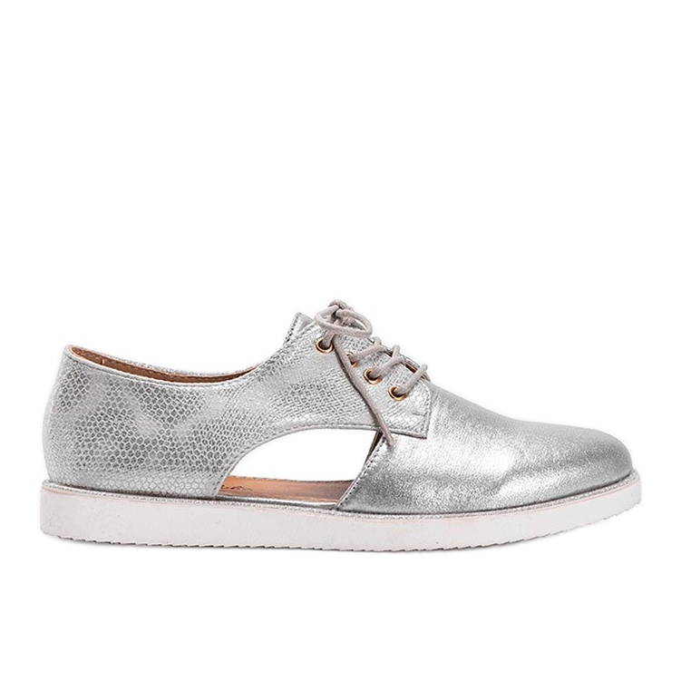 Stříbrné lesklé nízké boty Karley stříbrný