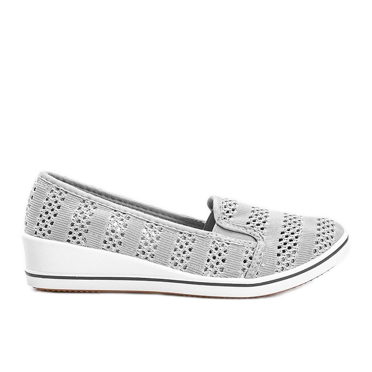 Šedé prolamované klínové tenisky Los Angeles šedá