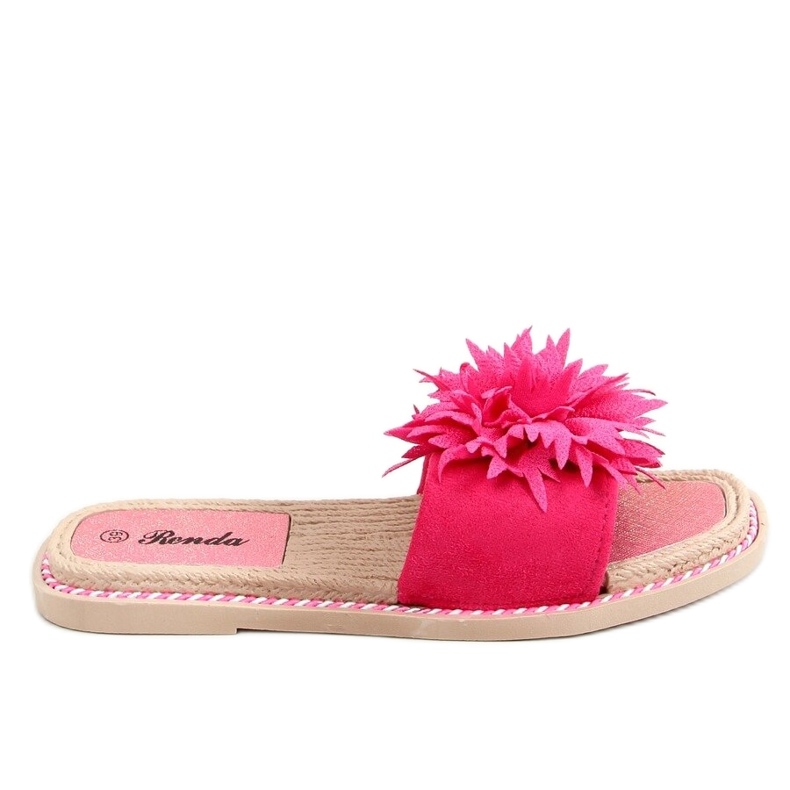 Pantofle s květy fuchsie 35-218 švestková červená růžový Pantofle s květy fuchsie 35-218 švestková červená růžový