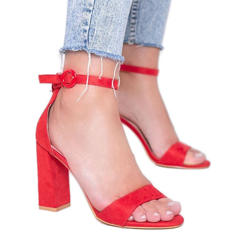 Červené sandály na sloupku Penelope