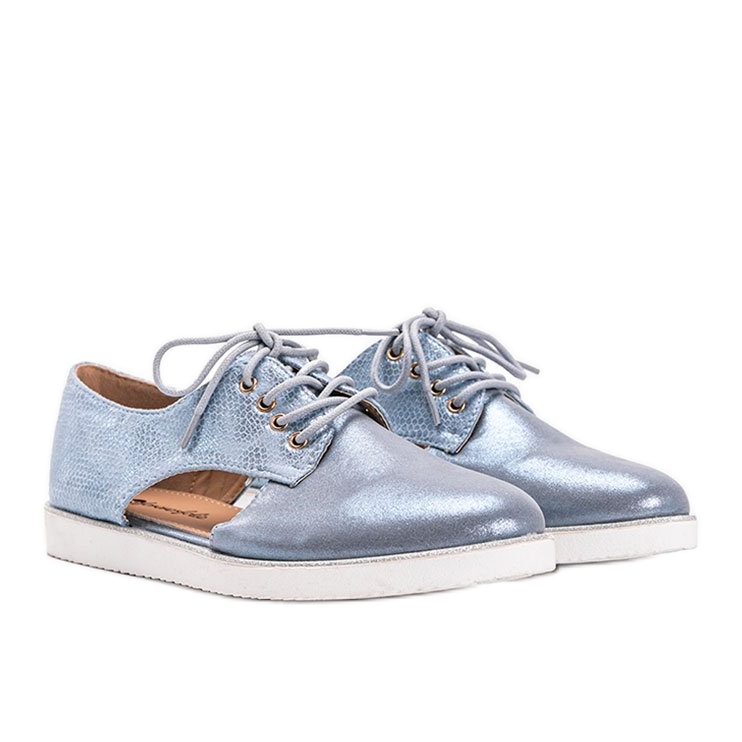 Modré lesklé nízké boty Karley modrý