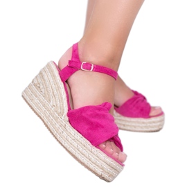 Růžové espadrilky na klínku Minh růžový