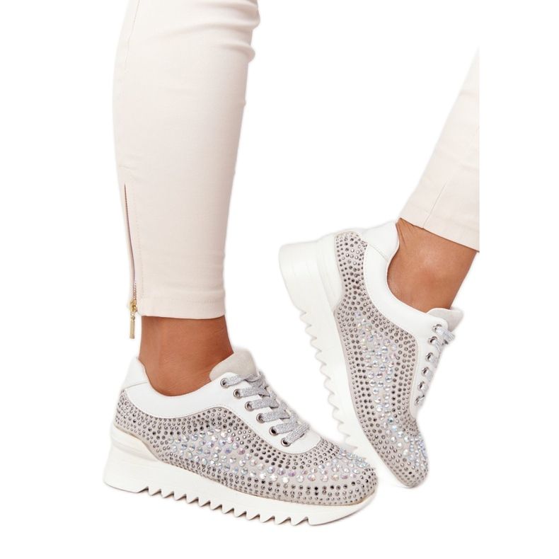 Klínové tenisky s flitry Lu Boo šedá