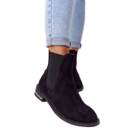 Teplé semišové kozačky Jodhpur boty Lu Boo Black černý