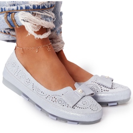 Ekologické modré balerínky Rio Flore Leather modrý stříbro