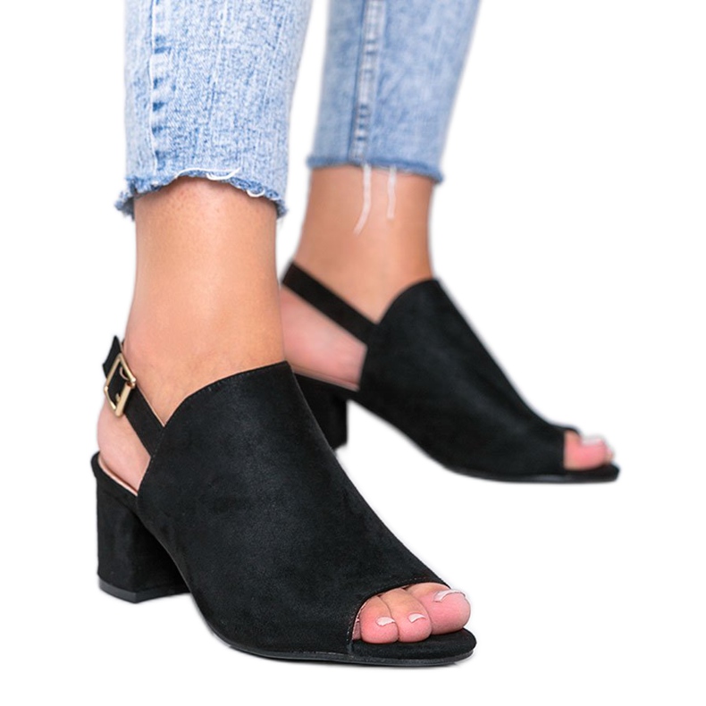 Černé sandály na sloupku se svrškem Blubbery černá