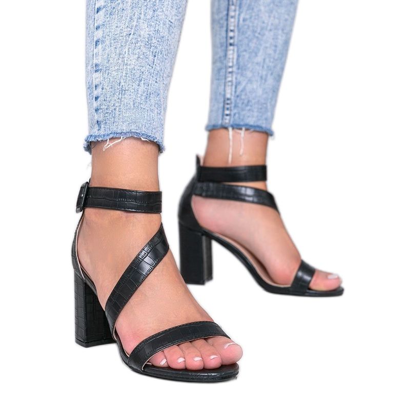 Černé sandály na postu Silver Dust černá Černé sandály na postu Silver Dust černá